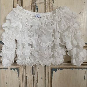 PRINCESS POLLY EHITE RUFFLED CROP TOP SIZE US 6 NWT